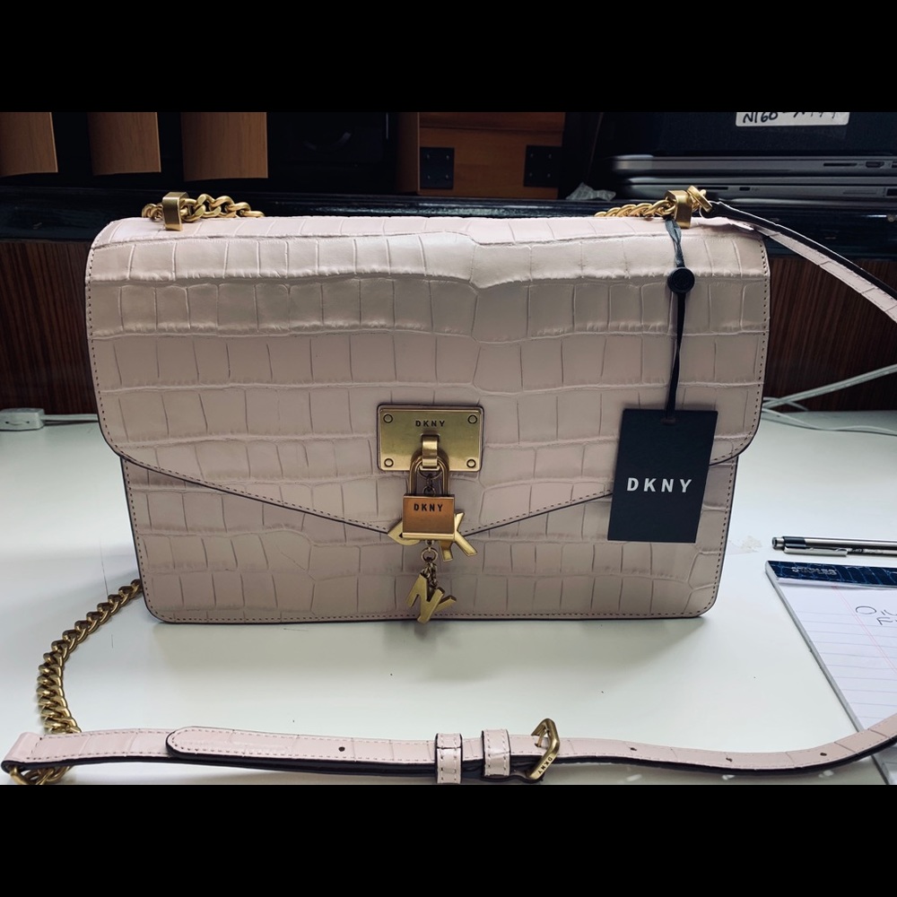 DKNY Elissa XL Embossed Shoulder Flap Bag. NWT